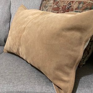 Pottery Barn suede lumbar pillow in camel